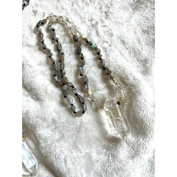 LAST ONE! DT Power Quartz + Labradorite Mala Pendant Necklace - Picture 6 of 10